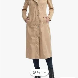 Kimi and Kai Long Tan Trench Coat with Snap Front